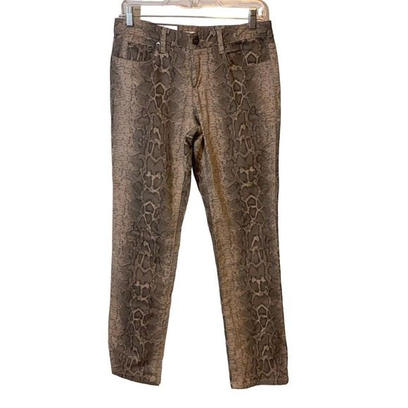French Connection Python Animal Print Gray Beige Skinny Pants Stretch New 8P - Picture 1 of 8
